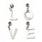 Non-Tarnish 304 Stainless Steel Pendant, with 304 Stainless Steel Letter Charms & Tube Bails, Stainless Steel Color, 19mm, Hole: 2mm, 4pcs/set