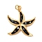304 Stainless Steel Enamel Pendants, Starfish Charms, Ion Plating(IP), Real 18K Gold Plated, Black, 26.5x24x2mm, Hole: 2.5mm