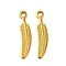 Ion Plating(IP) 304 Stainless Steel Pendants, Feather Charm, Real 18K Gold Plated, 22x5x1mm, Hole: 1.8mm