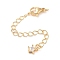 Brass with Cubic Zirconia Chain Extender, End Chains, Cadmium Free & Nickel Free & Lead Free, Star, Real 18K Gold Plated, 73mm