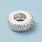 Rack Plating Brass Cubic Zirconia European Beads, Large Hole Beads, Long-Lasting Plated, Lead Free & Cadmium Free, Column, Silver, 10x4mm, Hole: 5mm