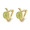 Lemon Shape Rack Plating Brass Hoop Earrings, with Enamel, Golden, 11x12x6.5mm