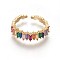 Cubic Zirconia Cuff Rings, Open Rings, with Brass Findings, Real 18K Gold Plated, Size 6, 16mm