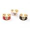 Brass Micro Pave Clear Cubic Zirconia Cuff Rings, Open Rings, with Enamel, Heart with Evil Eye, Mixed Color, US Size 7 1/4(17.5mm)