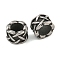 Retro 304 Stainless Steel European Beads, Large Hole Beads, Column with Criss Cross Pattern, Antique Silver, 7x5mm, Hole: 4.5mm