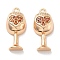 Brass Micro Pave Cubic Zirconia Pendants, Cadmium Free & Nickel Free & Lead Free, Cocktail, Real 18K Gold Plated, 18x8x4.5mm, Hole: 1.4mm