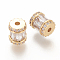 Brass Micro Pave Cubic Zirconia, Column, Clear, Golden, 9x7.5mm, Hole: 2mm