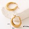 Stainless Steel Stripe Hoop Earrings, Golden, 25x25mm