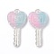 Two Tone Resin Big Pendants, Glitter Powder, Heart Key with Word PRETTY GIRL, Pink, 59x30x6mm, Hole: 2.3mm