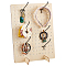 1 Set Rectangle Wood Slant Back Earring Display Stands, with 6Pcs Iron Hook Hangers, Supermarket Shelves Pegboard Hook, Beige, Display Stands: 20x43x42.5cm; Hook Hangers: 143x28x32mm
