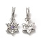 Rack Plating Alloy Crystal & Tanzanite Rhinestone European Dangle Charms, Large Hole Charms, Christmas, Snowflake, Platinum, 22.5mm, Hole: 7.5x6mm, Snowflake: 15x10.5x3.5mm