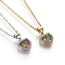 Temperature Changing Color Glass Pendant Necklaces, with Brass Micro Pave Cubic Zirconia Findings, Heart, Mixed Color, 17.5 inch(44.5cm), 1.5mm