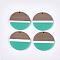Resin & Walnut Wood Pendants, Flat Round, Medium Turquoise, 38~38.5x3mm, Hole: 2mm