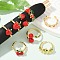 Brass Enamel Open Cuff Rings for Women, Fruit Themes, Rack Plating, Lasting Plated, Cadmium Free & Lead Free, Real 18K Gold Plated, US Size 5(15.7mm)