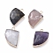 Natural Gemstone Pendants, with Brass Loop, Edge Golden Plated, Knife Shape, 20~20.5x13~14.5x4.5mm, Hole: 2mm