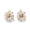 Clear Glass Charms, with Brass Findings, Cube, Real 18K Gold Plated, 11x9.5x11mm, Hole: 1.4mm