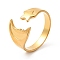 Ion Plating(IP) 304 Stainless Steel Star & Moon Open Cuff Ring for Women, Real 18K Gold Plated, US Size 7(17.3mm)