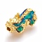 Alloy Enamel Beads, Mirage Changing Color Mood Beads, Pi Xiu, Golden, 25x12.5x11mm, Hole: 3mm