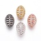 Brass Micro Pave Cubic Zirconia Beads, Sports Beads, Rugby, Clear, Mixed Color, 17x11.5mm, Hole: 1.5mm