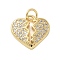 Brass Micro Pave Cubic Zirconia Pendants, Heart Charms, Rack Plating, Cadmium Free & Lead Free, Long-Lasting Plated, with Jump Ring, Real 18K Gold Plated, 17.5x15.5x2mm