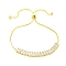 Cubic Zirconia Tennis Link Slider Bracelet with Golden 201 Stainless Steel Box Chains, Clear, 10-1/2 inch(26.8cm)