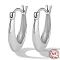 Anti-Tarnish Rhodium Plated 925 Sterling Silver Hoop Earrings, Oval, Platinum, 18x15mm