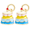 Beebeecraft 1 Box 6Pcs Birthday Cake Charms Real 18K Gold Plated Brass Enamel Food Dessert Pendant Charms for DIY Bracelet Jewelry Making