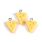 Resin Pendants, Imitation Food, with Platinum Iron Loop, Cheese, Yellow, 19.5x14.5x6mm, Hole: 2mm