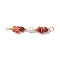 Natural Carnelian Chip & Natural Cultured Freshwater Pearl Rice Beaded Connector Charms, with Brass Double Loops, Golden, 33.5~38x5.5~8.5x4.5~5.5mm, Hole: 2.5mm