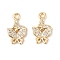 Brass Micro Pave Clear Cubic Zirconia Pendants, Cadmium Free & Nickel Free & Lead Free, Butterfly Charms, Real 18K Gold Plated, 13x8x2mm, Hole: 1.4mm