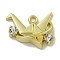 Rack Plating Alloy Pendant, with Rhinestone, Lead Free & Cadmium Free, Origami Crane, Golden, Crystal, 14x18x5mm, Hole: 1.8mm