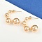 Brass Stud Earrings, C-Shaped with Round, Real 18K Gold Plated, 30.5x12.5mm
