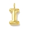 Ion Plating(IP) 304 Stainless Steel Pendants, Real 14K Gold Plated, Balloon Letter Charms, Puff Initial Charms, Letter I, 24x11x5mm, Hole: 4mm