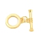 Brass Toggle Clasps, Cadmium Free & Nickel Free & Lead Free, Ring, Real 18K Gold Plated, Ring: 17.5x14x2mm, Hole: 2x2.8mm, Bar: 20.x7x3.7mm, Hole: 2mm