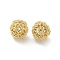 Brass Beads, with Clear Cubic Zirconia, Cadmium Free & Nickel Free & Lead Free, Round, Golden, 9.5mm, Hole: 1.2mm