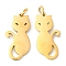 PVD Vacuum Plating 304 Stainless Steel Pendants, with Jump Ring, Cat Charm, Golden, 21x10.5x1.4mm, Hole: 3.2mm