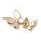 Brass Micro Pave Cubic Zirconia Pendants, Cadmium Free & Nickel Free & Lead Free, with Shell, Butterfly Charms, Real 18K Gold Plated, 28x16x3mm, Hole: 2mm