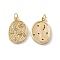 Brass Micro Pave Cubic Zirconia Pendants, Cadmium Free & Nickel Free & Lead Free, with Jump Ring, Polygon with Moon Charms, Real 18K Gold Plated, 17x12x2.5mm, Hole: 3mm