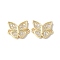 Brass Micro Pave Clear Cubic Zirconia Butterfly Connector Charms, Cadmium Free & Lead Free, Long-Lasting, Rack Plating, Real 18K Gold Plated, 8.5x11x2mm, Hole: 1mm