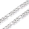 Tarnish Resistant 304 Stainless Steel Figaro Chain, with Spool, Unwelded, Stainless Steel Color, Link: 9x4x0.8mm and 6.5x4x0.8mm, about 32.8 Feet(10m)/roll