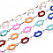 Brass Enamel Chains, Lip Link Chains, Long-Lasting Plated, Nickel Free, Soldered, Colorful, Platinum, Lip: 13.5x5x1.5mm