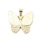 Brass Micro Pave Clear Cubic Zirconia Pendants, Cadmium Free & Lead Free, with Sythetic Opal, Butterfly, Real 18K Gold Plated, 20x21x2.5mm, Hole: 4x3.5mm