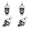 4Pcs 304 Stainless Steel Pendants, Skull, Antique Silver, 30.5x15x16mm