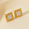 304 Stainless Steel Square Stud Earrings, Golden, 11x11mm