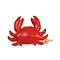 Brass Red Enamel Pendants, Sea Animals Charms with Jump Rings, Golden, Crab, 23.5x18x4mm, Hole: 3mm