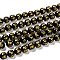 Natural Obsidian Beads Strands, Round Carved Om Mani Padme Hum, 9~10mm, Hole: 1mm, about 38pcs/strand, 15 inch(38cm)