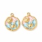 304 Stainless Steel Enamel Crab Pendants, with ABS Imitation Pearl Beads, Ion Plating(IP), Golden, Colorful, 22.5x18.5x4mm, Hole: 1.8mm