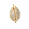 Brass Micro Pave Clear Cubic Zirconia Shell Shaped Links Connector Charms, Rack Plating, Long-Lasting Plated, Lead Free & Cadmium Free, Real 18K Gold Plated, 19x10x5.5mm, Hole: 1mm