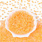 Transparent Inside Colours Glass Seed Beads, Cube, Orange, 3.8~4x3.6~4x3.6~4mm, Hole: 1.4~1.5mm, about 4090pcs/pound