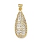 Brass Micro Pave Cubic Zirconia Pendants, Teardrop, Cadmium Free & Lead Free, Rack Plating, Long-Lasting Plated, Real 18K Gold Plated, 30x12x5mm, Hole: 4x3.5mm